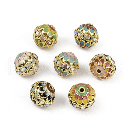 Brass Enamel Beads KK-L236-01A-G-1