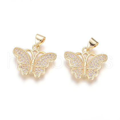 Brass Micro Pave Cubic Zirconia Pendants ZIRC-G164-01G-1