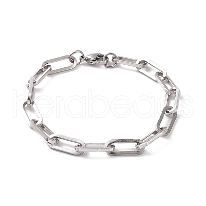 304 Stainless Steel Paperclip Chain Bracelet for Men Women BJEW-E031-04P-01-1
