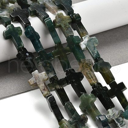Natural Moss Agate Beads Strands G-I337-A05-02-1