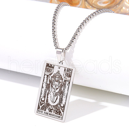 Retro Hip-hop 304 Stainless Steel Tarot Pendant Necklaces for Men FS-WGEC43A-07-1