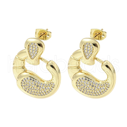 Crab Claw Rack Plating Brass Micro Pave Cubic Zirconia Dangle Stud Earrings EJEW-F331-20G-1