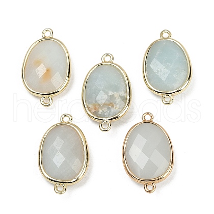 Natural Amazonite Faceted Connector Charms G-K347-11G-18-1
