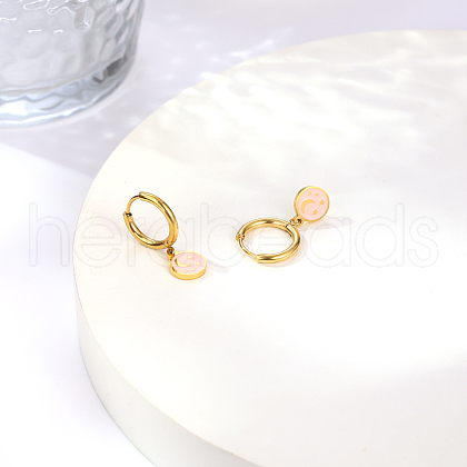 Stylish 304 Stainless Steel Moon and Star Dangle Hoop Earrings for Women GA6648-1-1