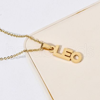 304 Stainless Steel Word Constellation Pendant Necklaces FS-WGAAB2A-09-1