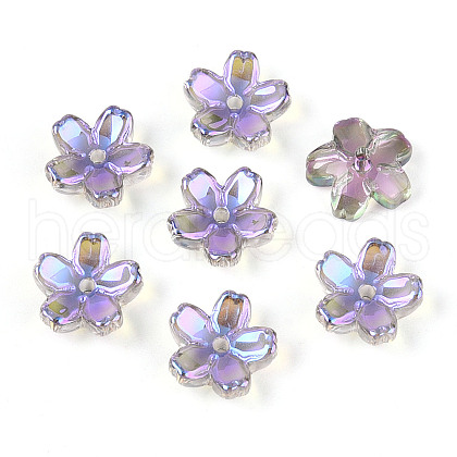 Transparent Electroplate Glass Bead Caps EGLA-N015-01E-1