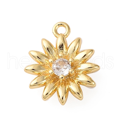 Brass Pave Clear Cubic Zirconia Charms KK-V016-18G-1