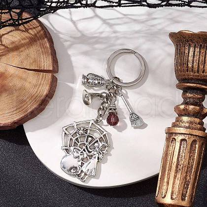 Halloween Tibetan Style Zinc Alloy K9 Glass Keychains KEYC-JKC01237-1
