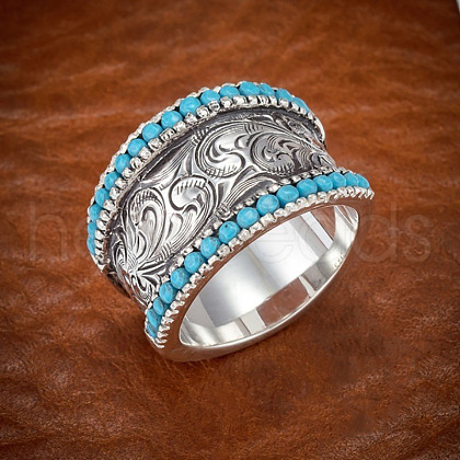 Retro Alloy & Turquoise Finger Rings FS-WG1E1DC-05-1