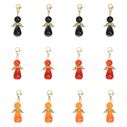 CHGCRAFT 12Pcs 3 Styles Natural Agate Alloy Pendant Decorations HJEW-CA0001-31-1