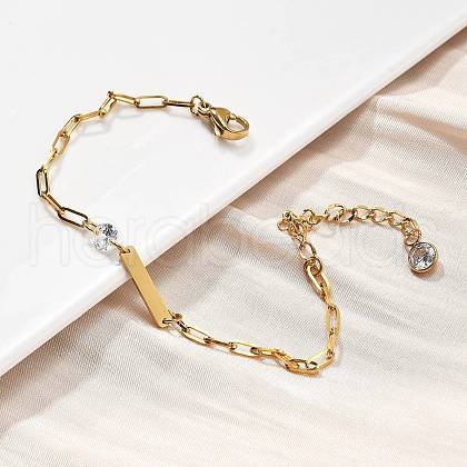 304 Stainless Steel Paperclip Chain Bracelets BJEW-A035-04G-02-1