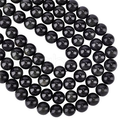 ARRICRAFT Natural Obsidian Beads Strands G-AR0002-81-1