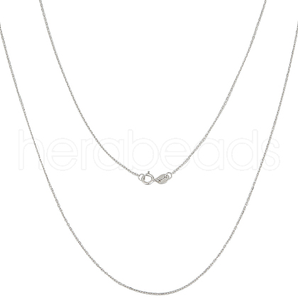 Beebeecraft 2Pcs Trendy Unisex Rhodium Plated 925 Sterling Silver Cable Chains Necklaces Set STER-BBC0006-14A-1