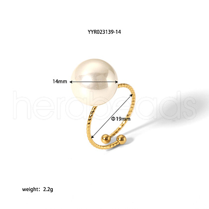 Vintage Chic Stainless Steel & White Round Imitation Pearl Cuff Rings UZ5411-3-1