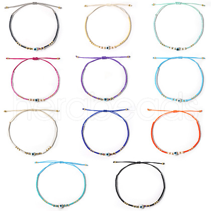 Bohemian Glass Seed Beaded Braided Bead Bracelets EZ3029-1-1