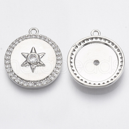 Brass Micro Pave Cubic Zirconia Pendants KK-R130-003-NF-1