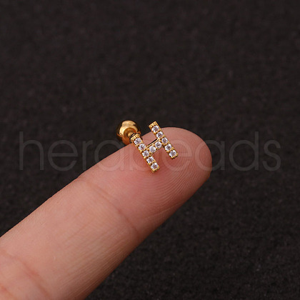 316L Surgical Stainless Steel Micro Pave Clear Cubic Zirconia Cartilage Earrings WG3A850-16-1