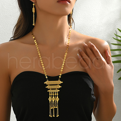 Elegant Geometric Brass Tassels Earrings & Necklaces Set for Women's Party and Banquet PN8542-1
