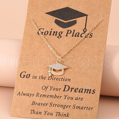 Graduation Theme Alloy Crystal Rhinestone Pendant Necklaces FS-WG07ADB-01-1