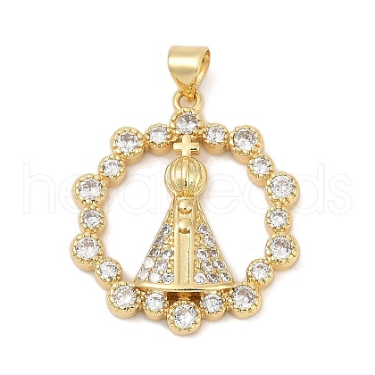 Brass Clear Cubic Zirconia Nossa Senhora Aparecida Pendants KK-U058-54G-1