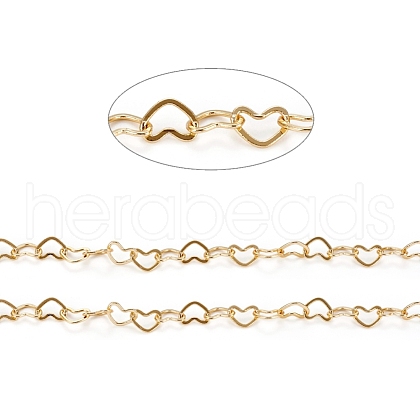 3.28 Feet Brass Heart Link Chains X-CHC-D026-15A-G-1