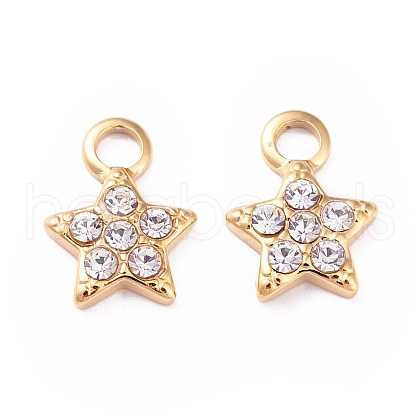 304 Stainless Steel Rhinestone Charms STAS-I670-01G-1