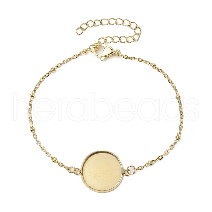 304 Stainless Steel Round Cabochon Setting Bracelets BJEW-JB11089-01-1