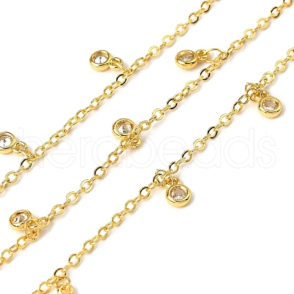 Brass Cubic Zirconia Cable Chains CHC-H112-02G-02-1