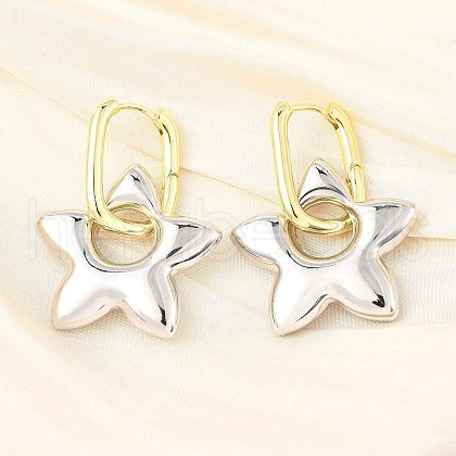 Star Brass Hoop Earrings for Women EJEW-U057-06C-04GP-1
