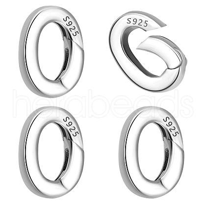   4Pcs 925 Sterling Silver Spring Gate Rings STER-PH0001-53-1