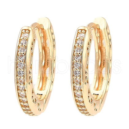 Brass Micro Pave Cubic Zirconia Hoop Earrings EJEW-D078-12KCG-1