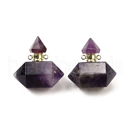 Natural Amethyst Perfume Bottle Pendants G-L623-08G-02-1
