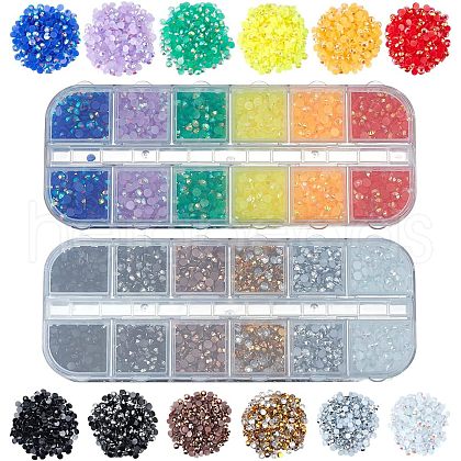 Olycraft 2 Boxes 2 Colors Pointed Back Resin Rhinestone Cabochons MRMJ-OC0003-04-1