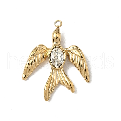 304 Stainless Steel Rhinestone Pendants STAS-V015-05G-1