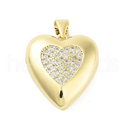 Rack Plating Brass Micro Pave Clear Cubic Zirconia Pendants KK-A208-04G-04-1