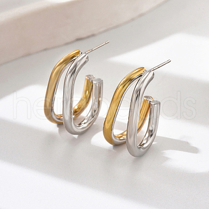 Geometric Outline Design 304 Stainless Steel Double-layer Stud Earrings for Women SL0180-2-1