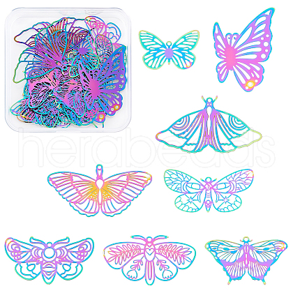 Unicraftale 32Pcs 8 Styles 201 Stainless Steel Pendants STAS-UN0058-24-1