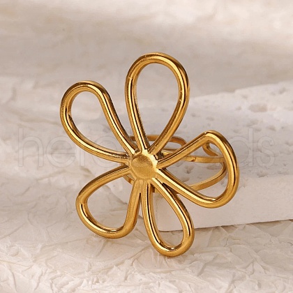 304 Stainless Steel Open Cuff Rings for Women RJEW-U060-04A-G-1
