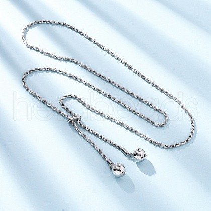 Round Brass Slider Lariat Necklaces for Women NJEW-G162-05P-1