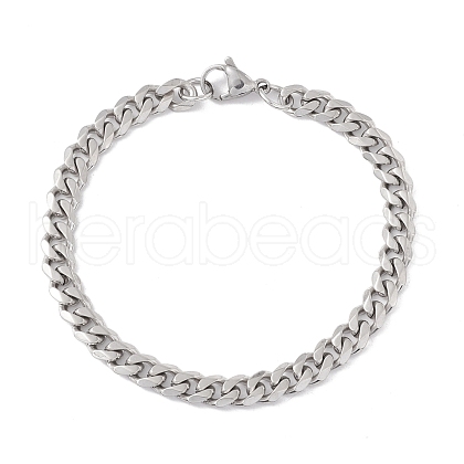 Non-Tarnish 304 Stainless Steel Cuban Link Chains Bracelet for Men Women STAS-E001-06P-1