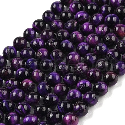Natural Purple Tiger Eye Beads Strands G-F591-18-8mm-1