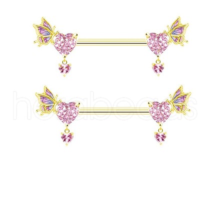 Brass Rhinestone Nipple Rings WG50E44-25-1