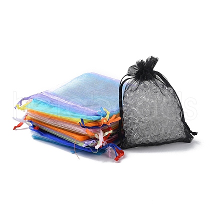 20Pcs 10 Colors Rectangle Organza Drawstring Bags CON-YW0001-31A-1