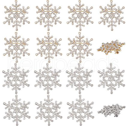 Gorgecraft 10Pcs 2 Colors Crystal Rhinestone Christmas Snowflake Brooch Pin JEWB-GF0001-29-1