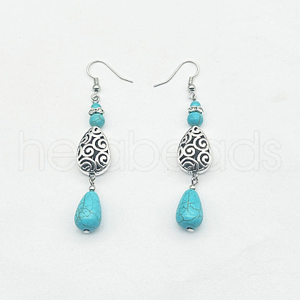 Bohemian Zinc Alloy Synthetic Turquoise Dangle Earrings LQ8241-2-1