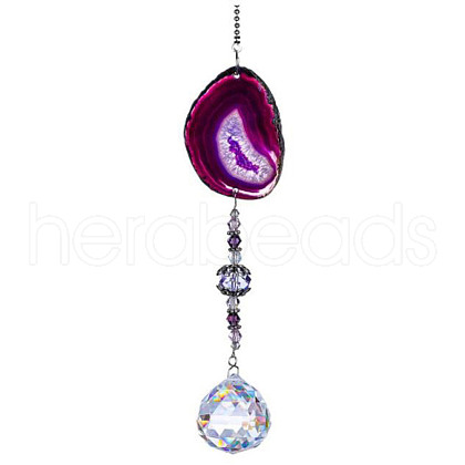 Agate & Crystal Glass Sun Catcher Pendant PW-WGFC2EE-03-1