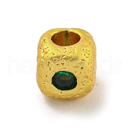 Rack Plating Brass Micro Pave Green Cubic Zirconia Beads KK-L215-303G-1