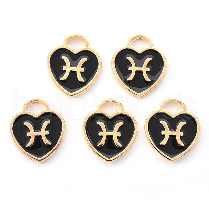 Light Gold Plated Alloy Enamel Pendants ENAM-R136-30-13-1