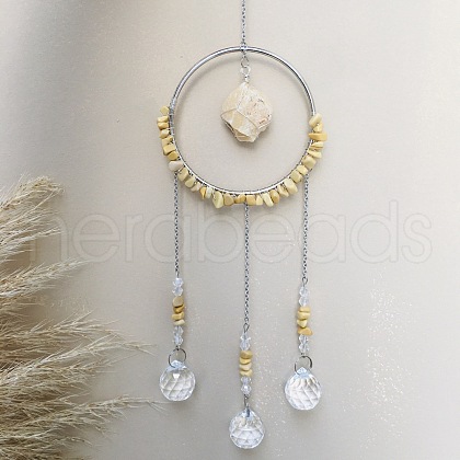 Glass Pendant Decoration DJEW-PW0019-11D-1