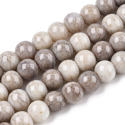 Opaque Crackle Glass Round Beads Strands X1-GLAA-T031-01M-1
